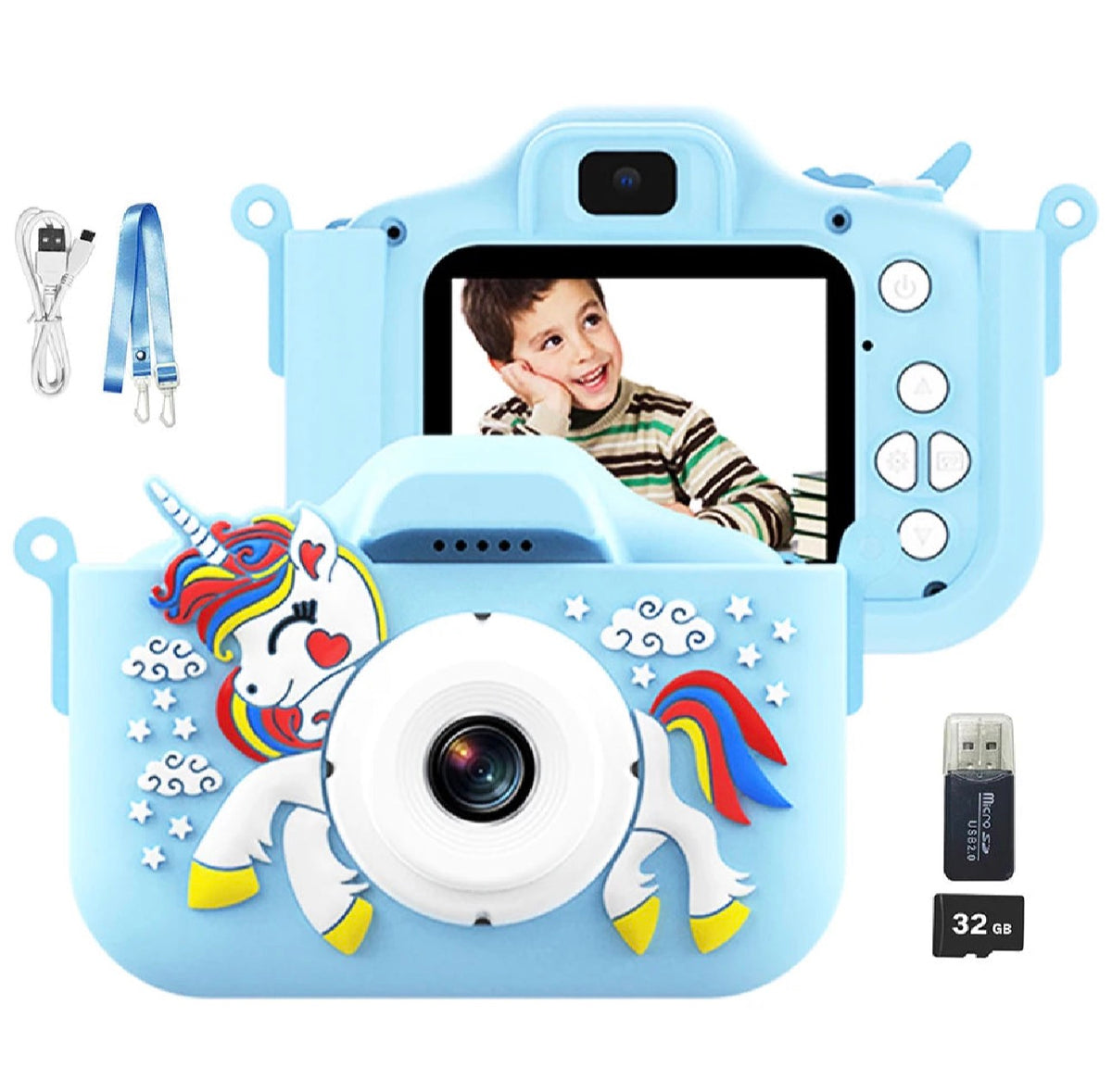 New Unicorn Kids Camera Toys Cute Horse 32MP1080P HD Digital Camera for Toddler Kid Christmas Birthday Festival Children Gifts