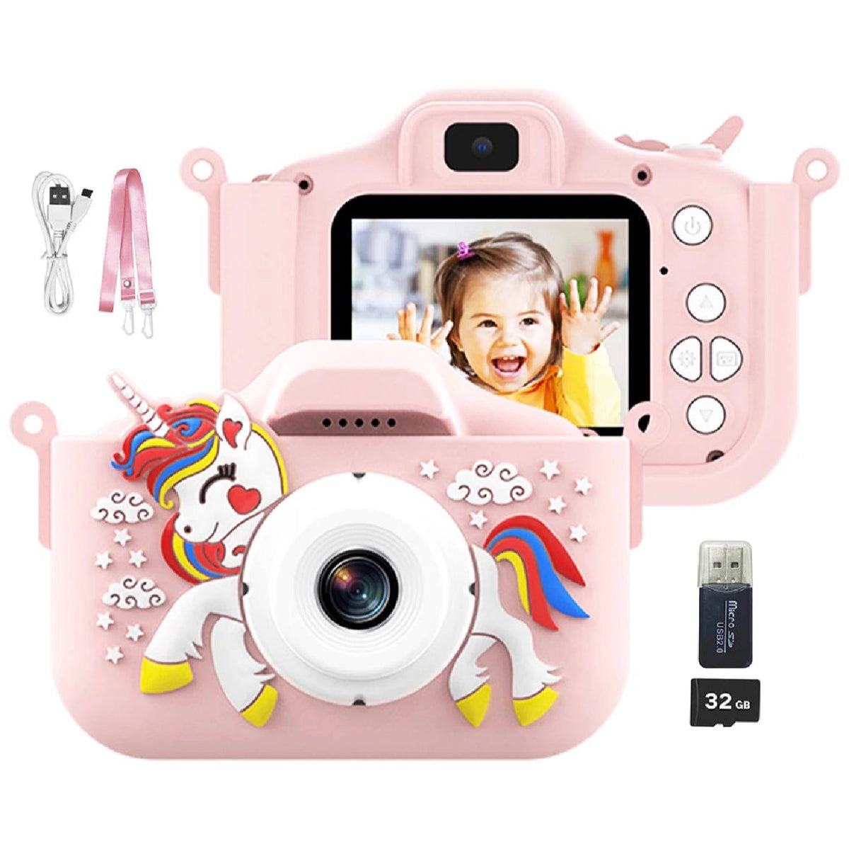 New Unicorn Kids Camera Toys Cute Horse 32MP1080P HD Digital Camera for Toddler Kid Christmas Birthday Festival Children Gifts