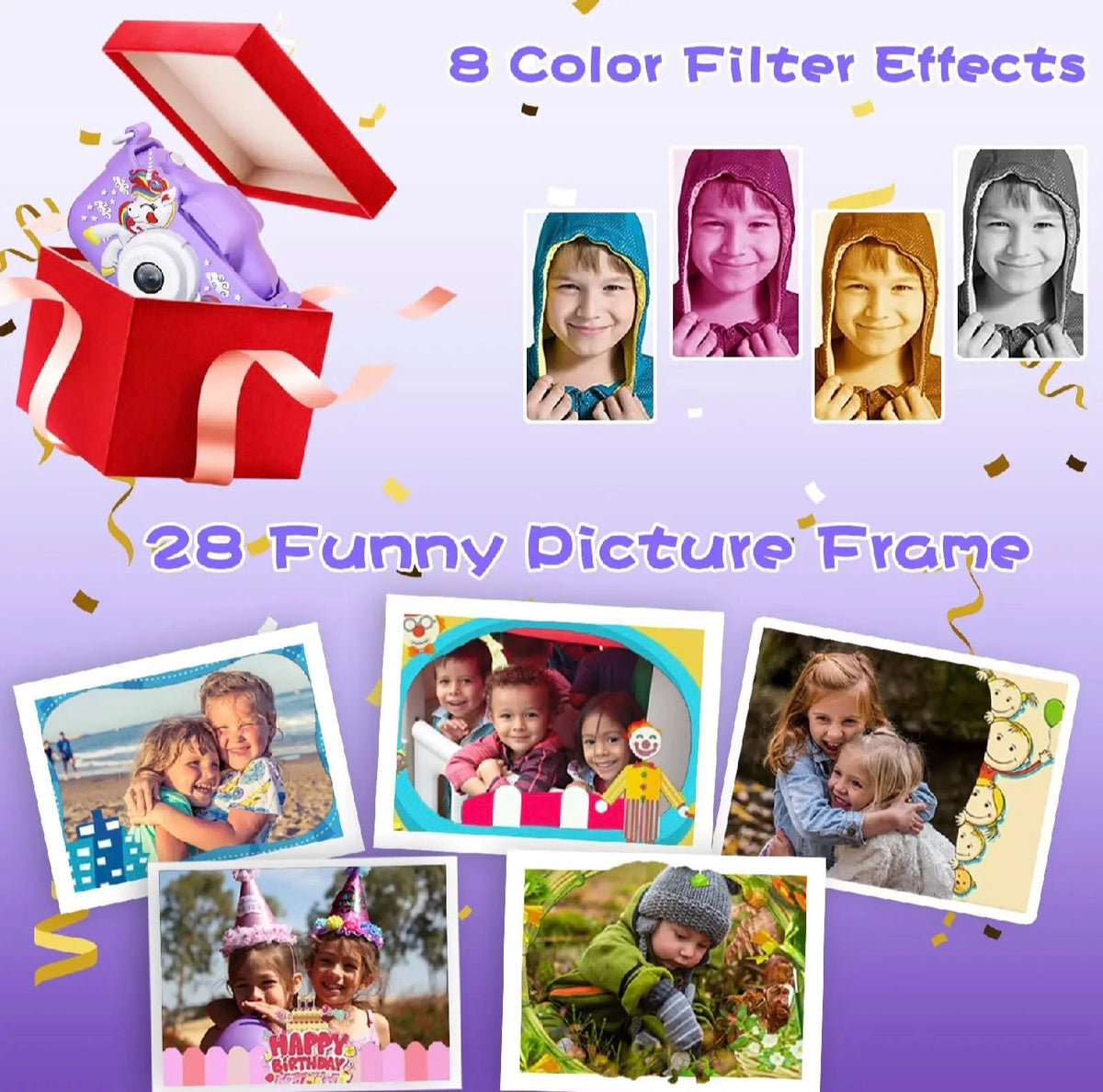 New Unicorn Kids Camera Toys Cute Horse 32MP1080P HD Digital Camera for Toddler Kid Christmas Birthday Festival Children Gifts