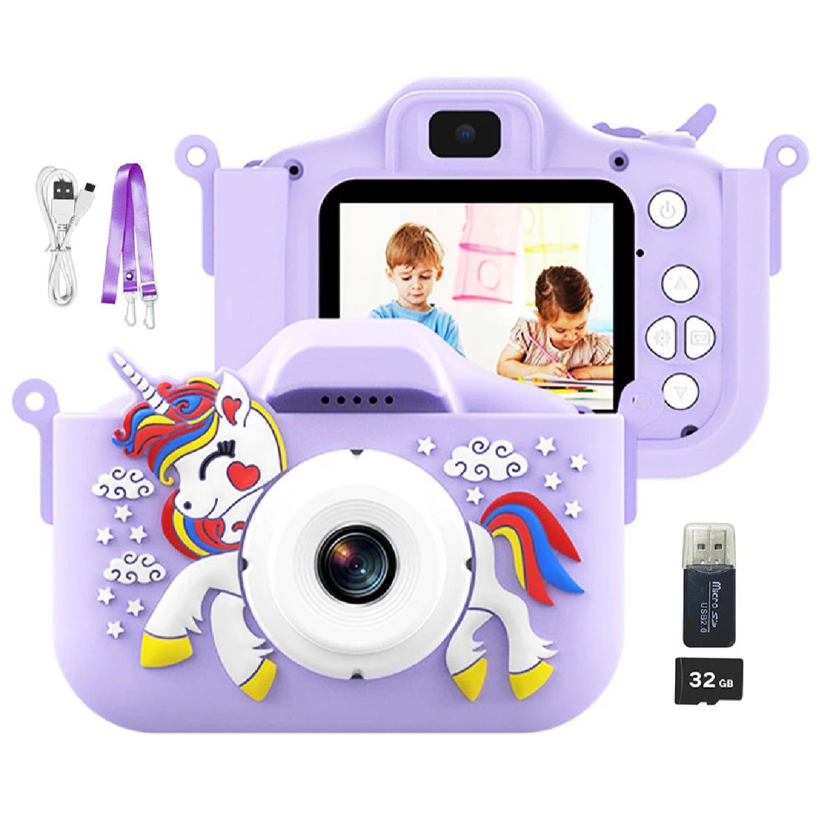 New Unicorn Kids Camera Toys Cute Horse 32MP1080P HD Digital Camera for Toddler Kid Christmas Birthday Festival Children Gifts