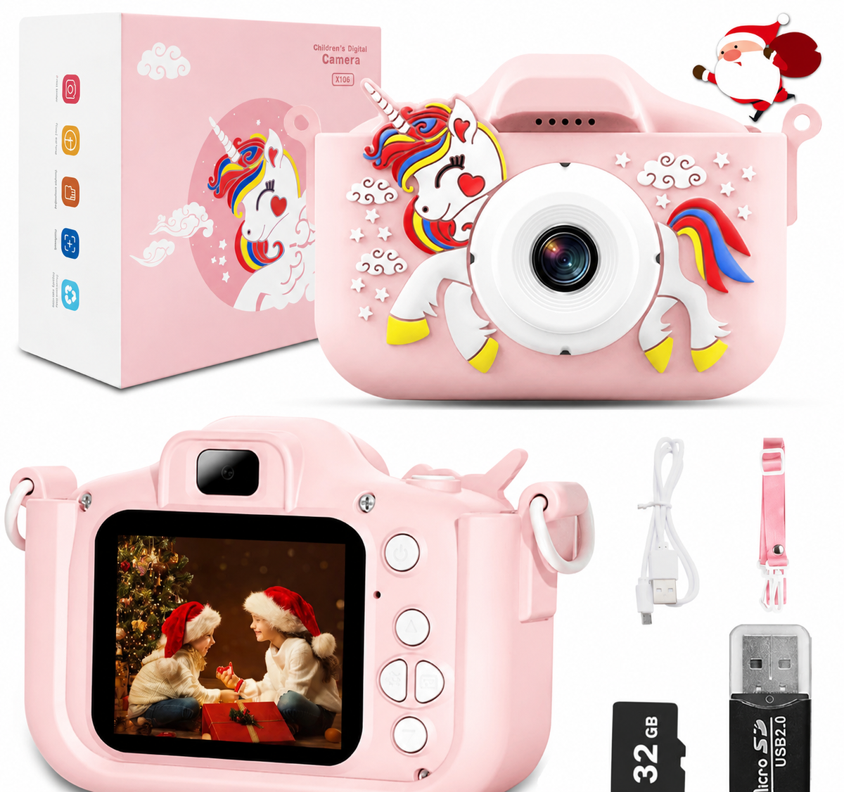 New Unicorn Kids Camera Toys Cute Horse 32MP1080P HD Digital Camera for Toddler Kid Christmas Birthday Festival Children Gifts