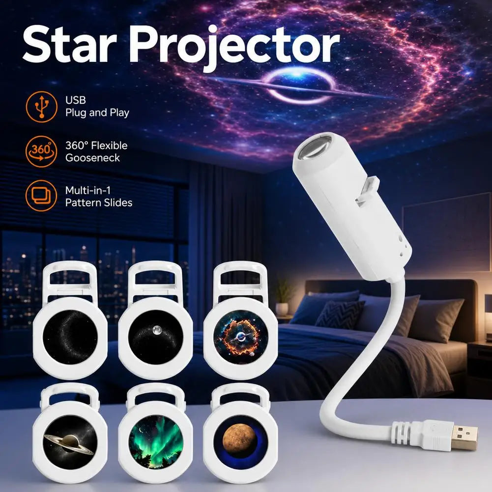 USB Starry Sky Projector Lamp with Clear Image Adjustable Brightness Touch Control 2-in-1 Night Light And Star Projector