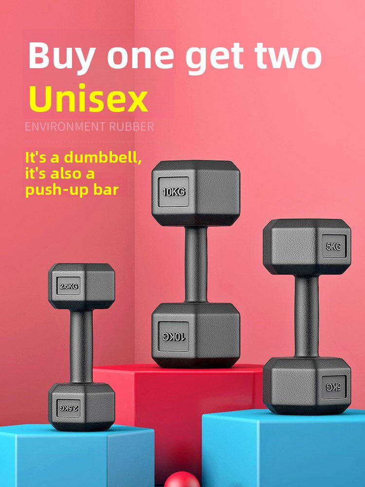 Hexagon Rubber Coated Dumbbell for Home Gym Training