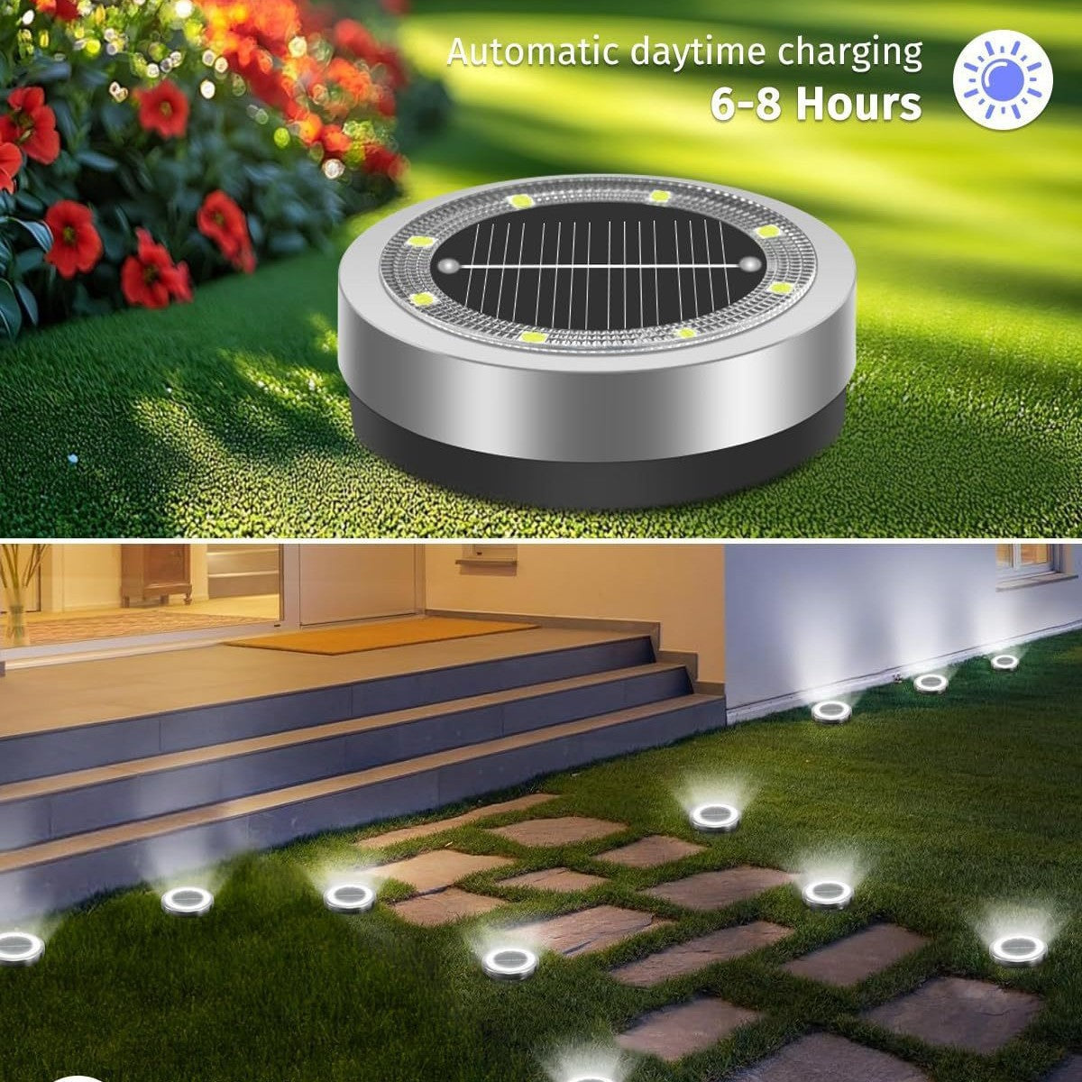 Solar Powered LED Garden Light with Stainless Steel Body